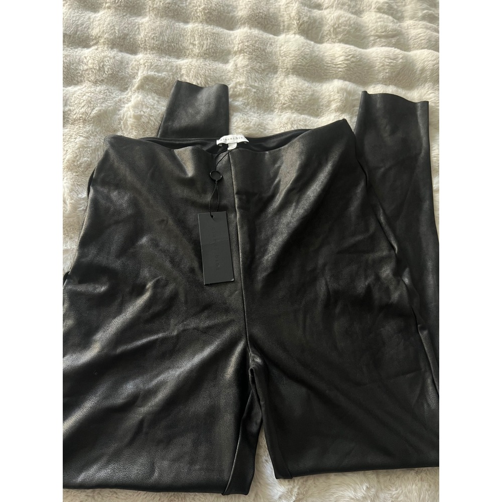 NWT Gianni Bini Black‎ Minka Legging Womens Size L Faux Leather